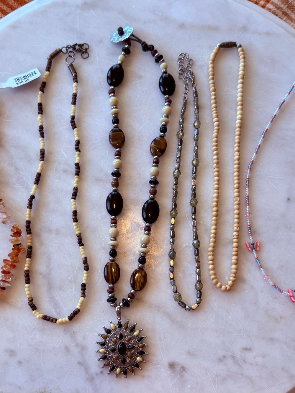 Boho Bundle: 1 NWT, 6 Total Beaded Necklaces Including a Chaps Sunburst Necklace